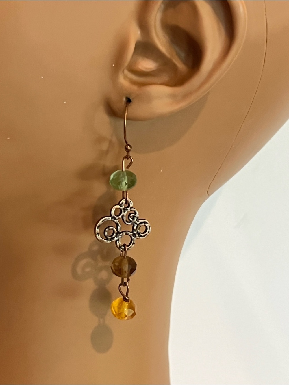 Czech Glass & Antique Copper Earrings